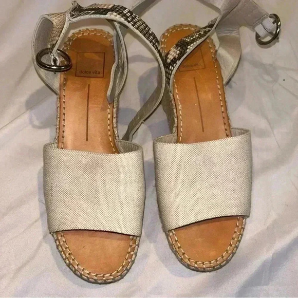 Dolce Vita Lesley Snake Cream Wedge Sandal Espadrille Platform - Picture 2 of 5